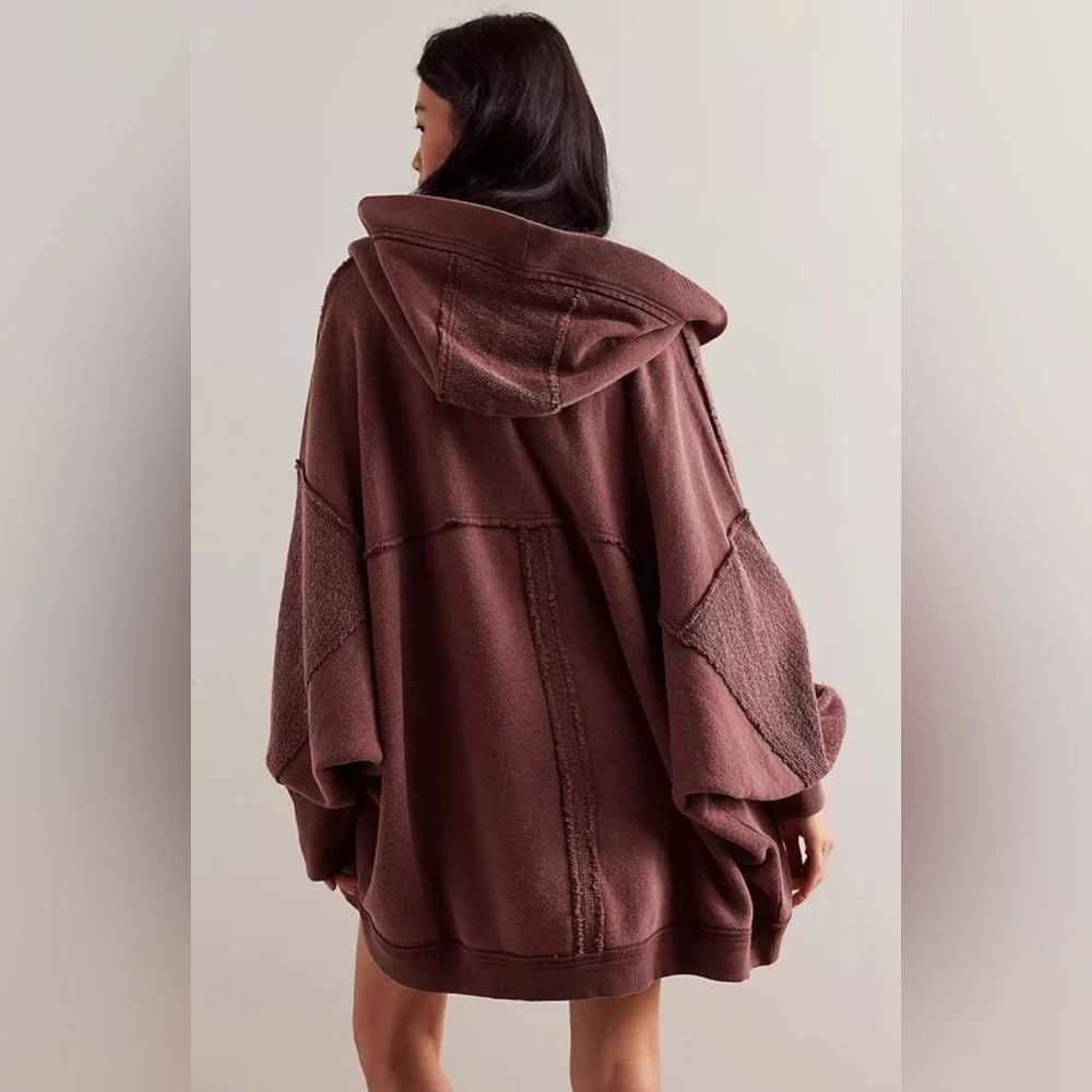 Free People Forever Yours Cardi In Charred Eggplant We The Free (NWOT) - Picture 2 of 12